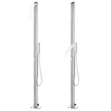 Vidaxl Outdoor -Dusche mit brauner Basis 225 cm Edelstahl