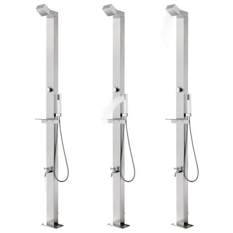 Vidaxl Outdoor -Dusche mit grauer Basis 225 cm Edelstahl