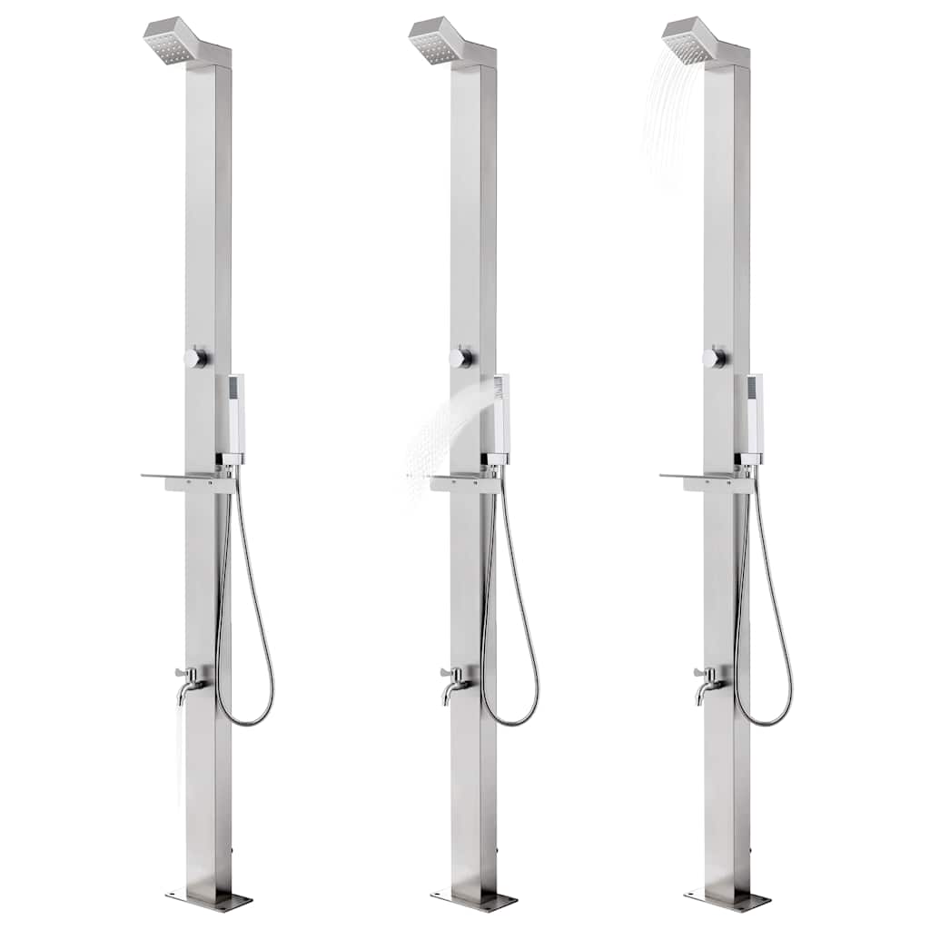 Vidaxx Außendusche mit grauem Sockel 225 cm aus Edelstahl