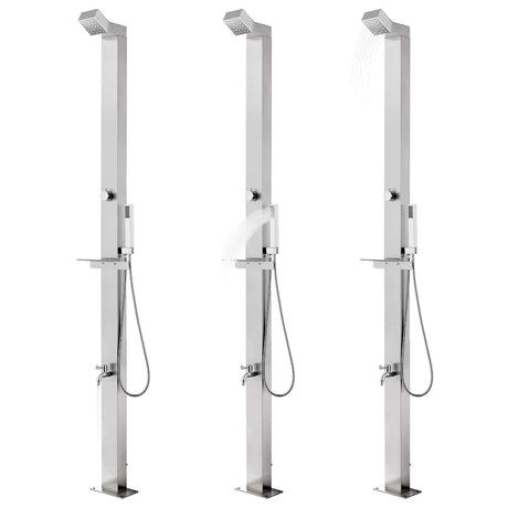 Vidaxx Außendusche mit grauem Sockel 225 cm aus Edelstahl