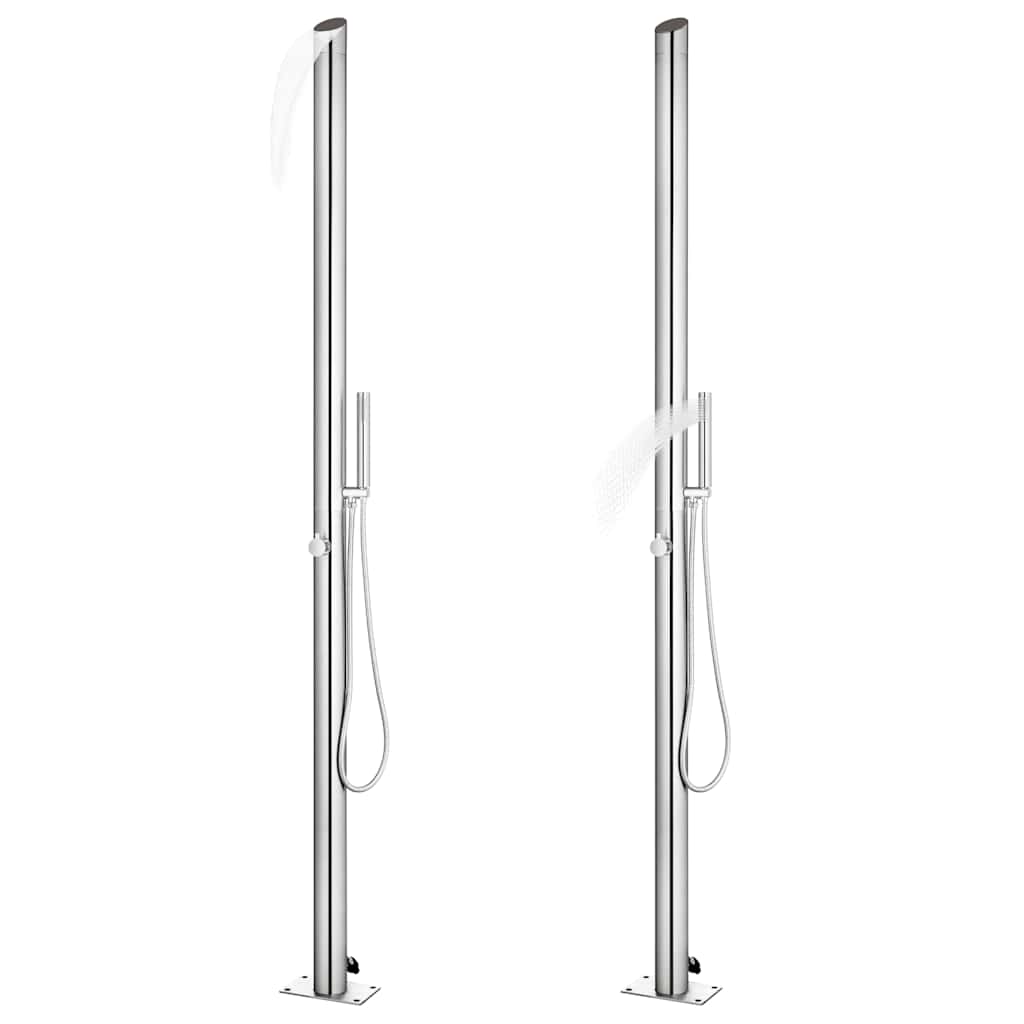 Vidaxx Außendusche mit grauem Sockel 225 cm aus Edelstahl