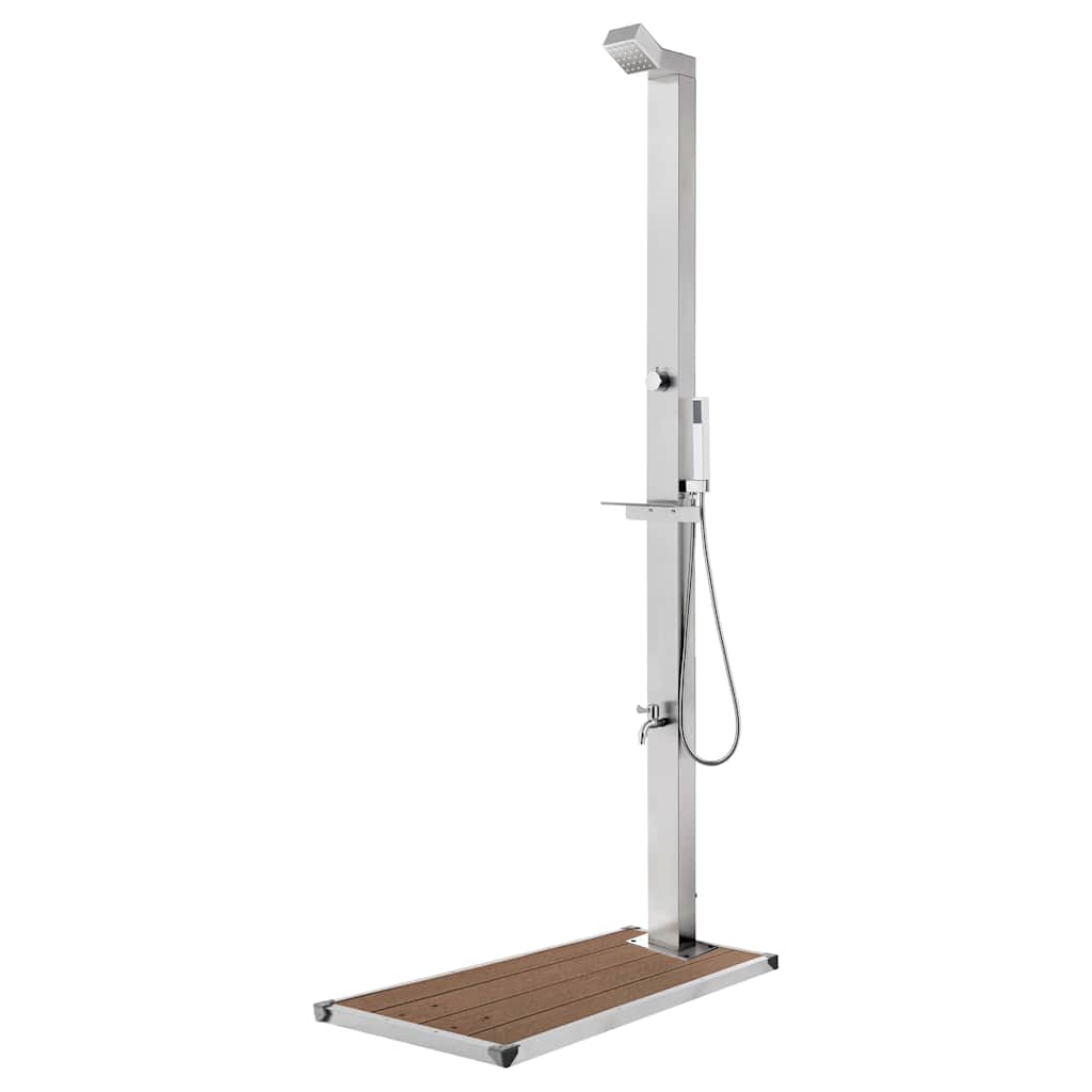Vidaxx Außendusche mit braunem Sockel 225 cm aus Edelstahl