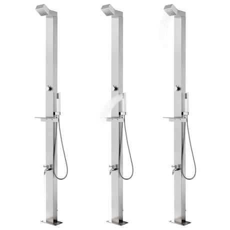 Vidaxl Outdoor -Dusche mit grauer Basis 225 cm Edelstahl