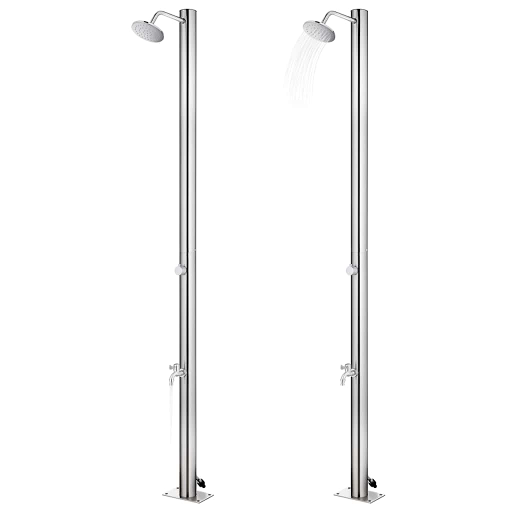 Vidaxx Außendusche mit grauem Sockel 220 cm aus Edelstahl