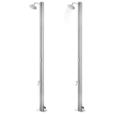 Vidaxx Außendusche mit grauem Sockel 220 cm aus Edelstahl