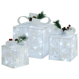 Vidaxl Weihnachtsdekoration Geschenkboxen 3 Stcs innen Außen Weiß