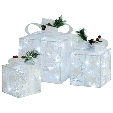 Vidaxl Weihnachtsdekoration Geschenkboxen 3 Stcs innen Außen Weiß