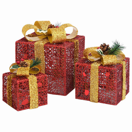VidaXL Weihnachtsdekoration Geschenkboxen 3 Stück innen außen rot