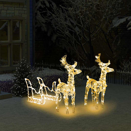 Vidaxl Weihnachtsdekorationen Rentier und Schlitten 160 LEDs 130 cm Acryl