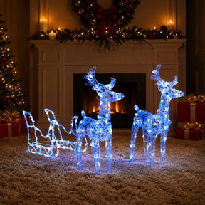 Vidaxl Weihnachtsdekorationen Rentier und Schlitten 160 LEDs 130 cm Acryl