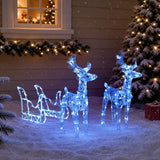 Vidaxl Weihnachtsdekorationen Rentier und Schlitten 160 LEDs 130 cm Acryl