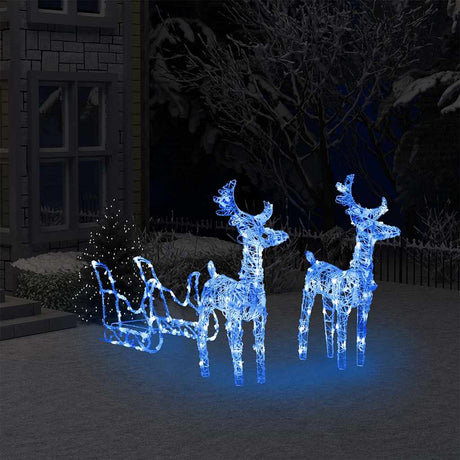 Vidaxl Weihnachtsdekorationen Rentier und Schlitten 160 LEDs 130 cm Acryl