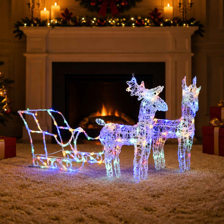 Vidaxl Weihnachtsdekorationen Rentier und Schlitten 160 LEDs 130 cm Acryl