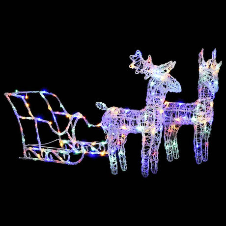 Vidaxl Weihnachtsdekorationen Rentier und Schlitten 160 LEDs 130 cm Acryl