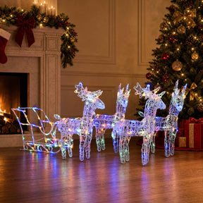 VIDAXL -Weihnachtsdekoration Rentiere und Sled 280x28x55 cm Acrylic