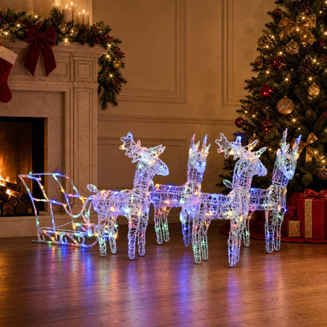 VIDAXL -Weihnachtsdekoration Rentiere und Sled 280x28x55 cm Acrylic