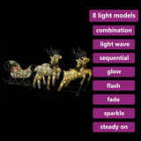 VidaXL Outdoor-Weihnachtsdekoration Rentier und Schlitten 100 LEDs goldfarben