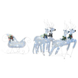 Vidaxl Buitenkerstontiering Rendieren und Slee 100 LEDs Silberfarben