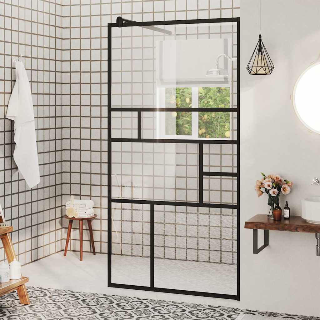 Vidaxl Walk-in Duschwand 80x195 cm ESG-Glas transparent und schwarz