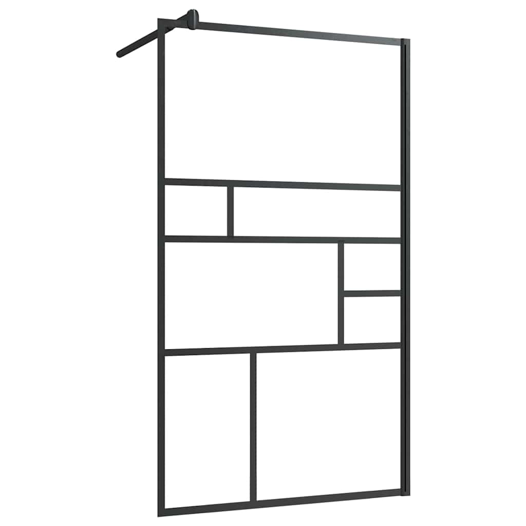 Vidaxl begehete Duschwand 90x195 cm ESG-Glas transparent und schwarz