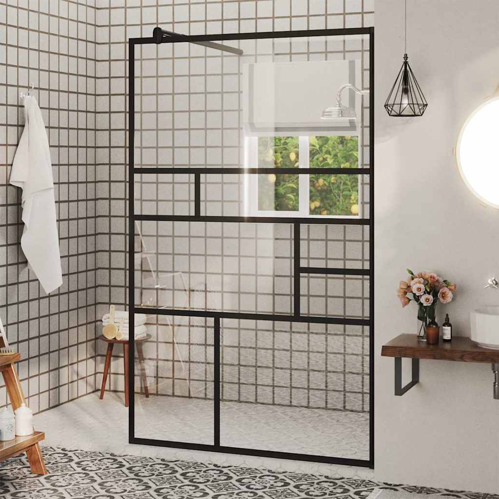 Vidaxl begehete Duschwand 100x195 cm ESG-Glas transparent und schwarz