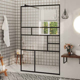 Vidaxl begehete Duschwand 100x195 cm ESG-Glas transparent und schwarz
