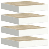 Vidaxl wandschappen zwevend 4 st 23x23,5x3,8 cm mdf eikenkleurig wit