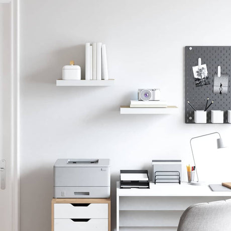 Vidaxl wandschappen 2 st zwevend 40x23,5x3,8 cm mdf eikenkleurig en wit
