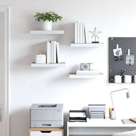 Vidaxl wandschappen zwevend 4 st 50x23,5x3,8 cm mdf eikenkleurig en wit