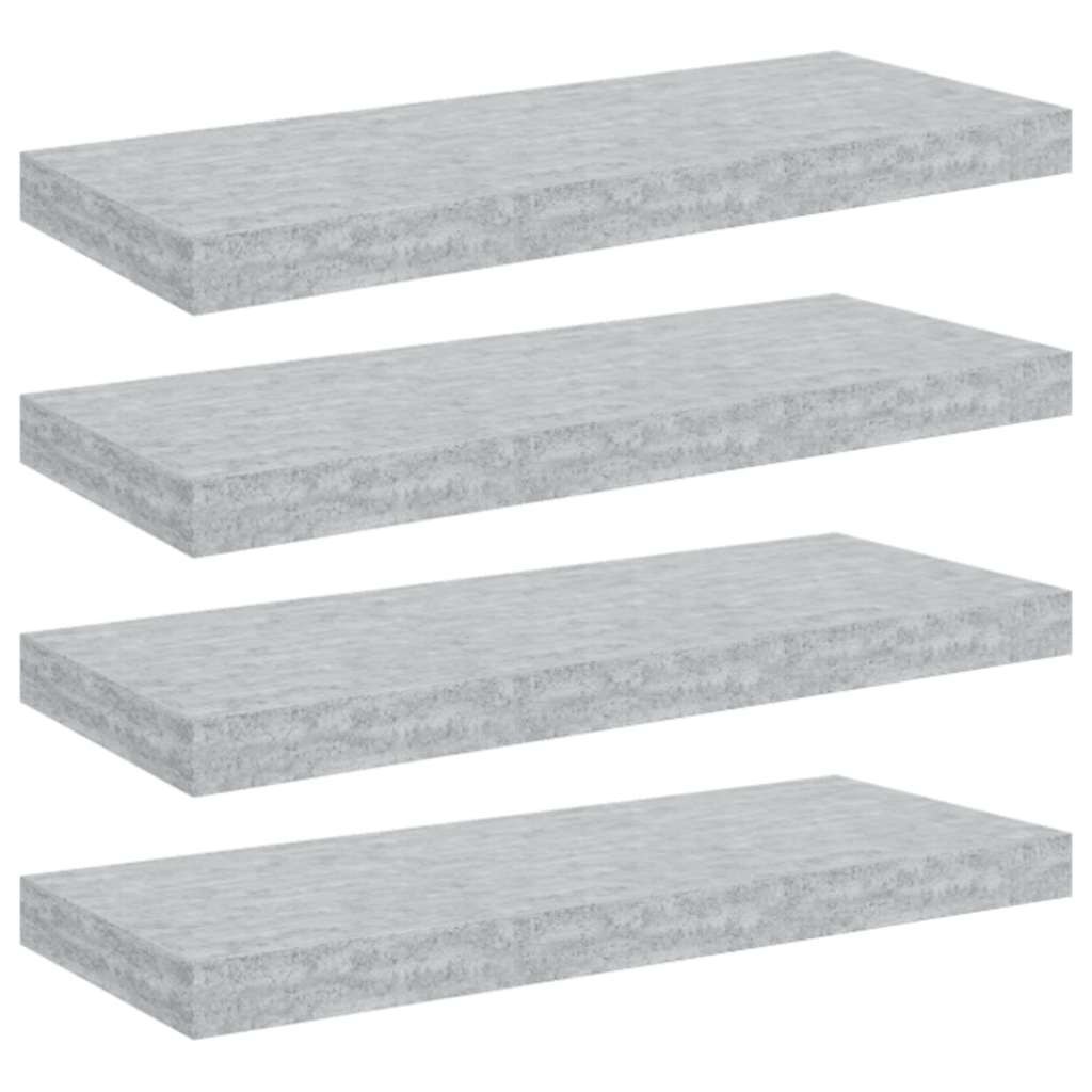 Vidaxl wandschappen zwevend 4 st 60x23,5x3,8 cm mdf betongrijs