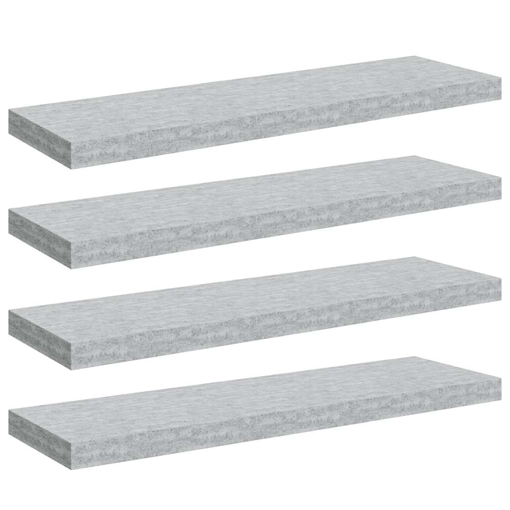 Vidaxl wandschappen zwevend 4 st 80x23,5x3,8 cm mdf betongrijs