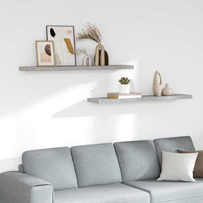 Vidaxl wandschappen zwevend 2 st 120x23,5x3,8 cm mdf betongrijs