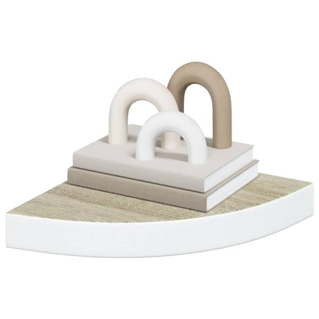 Vidaxl hoekwandschappen 2 st 25x25x3,8 cm mdf eikenkleurig en wit