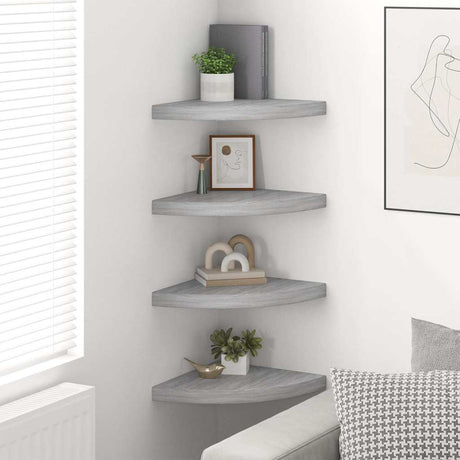 Vidaxl hoekwandschappen 4 st 35x35x3,8 cm mdf betongrijs