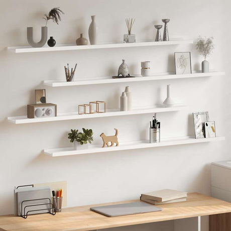 Vidaxl wandschappen 4 st 115x9x3 cm wit
