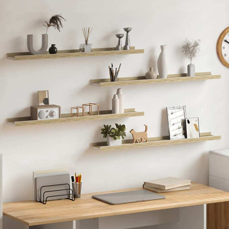 Vidaxl wandschappen 4 st 80x9x3 cm wit en sonoma eikenkleurig