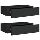 Vidaxl wandschappen 2 st met lade 40x23,5x10 cm mdf zwart