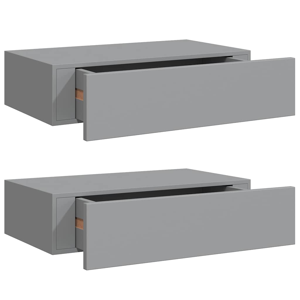 Vidaxl wandschappen 2 st met lade 40x23,5x10 cm mdf grijs