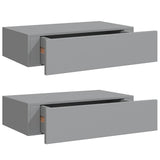Vidaxl wandschappen 2 st met lade 40x23,5x10 cm mdf grijs