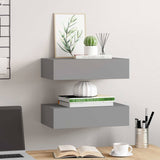 Vidaxl wandschappen 2 st met lade 40x23,5x10 cm mdf grijs
