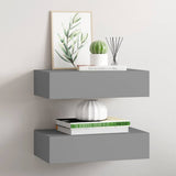 Vidaxl wandschappen 2 st met lade 40x23,5x10 cm mdf grijs