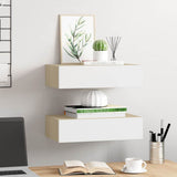 Vidaxl wandschappen 2 st met lade 40x23,5x10 cm mdf eikenkleur en wit