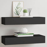 Vidaxl wandschappen 2 st met lade 60x23,5x10 cm mdf zwart