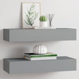 Vidaxl viaxl wandschappen 2 st met lade 60x23,5x10 cm mdf grijs