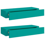 Vidaxl wandschappen 2 st met lade 60x23,5x10 cm mdf blauw