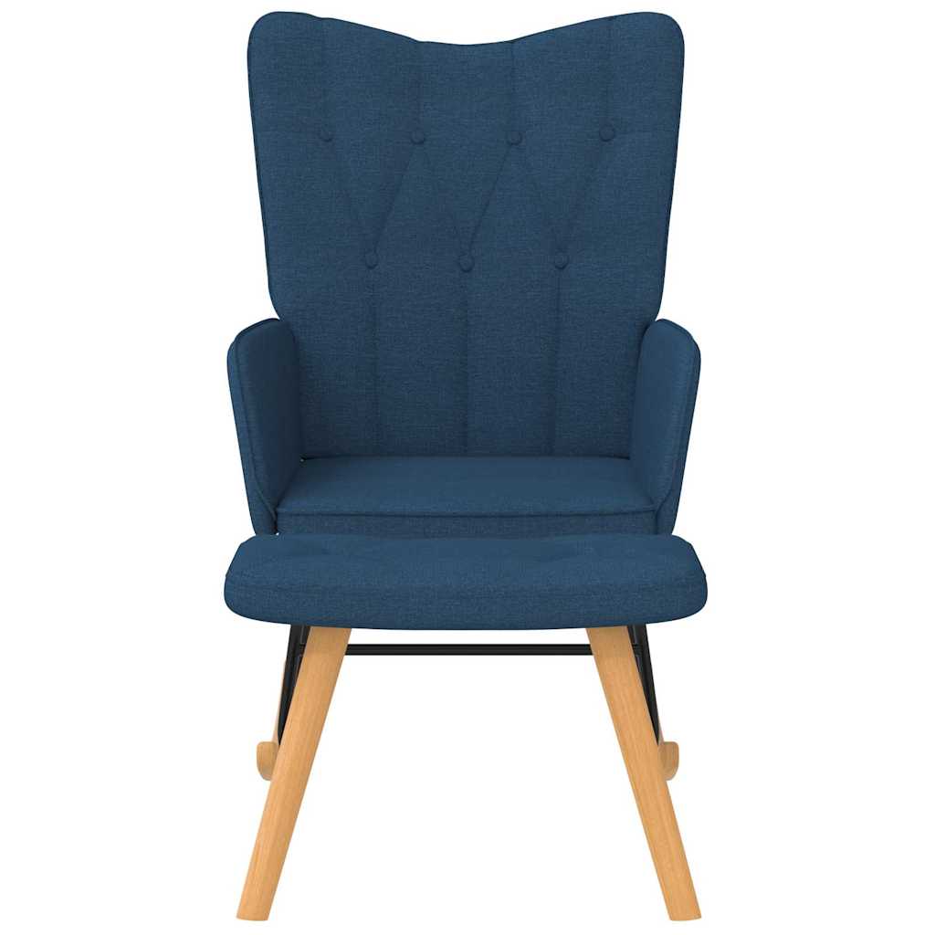 Vidaxl schommelstoel met voetenbank stof blauw