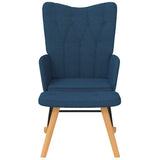 Vidaxl schommelstoel met voetenbank stof blauw