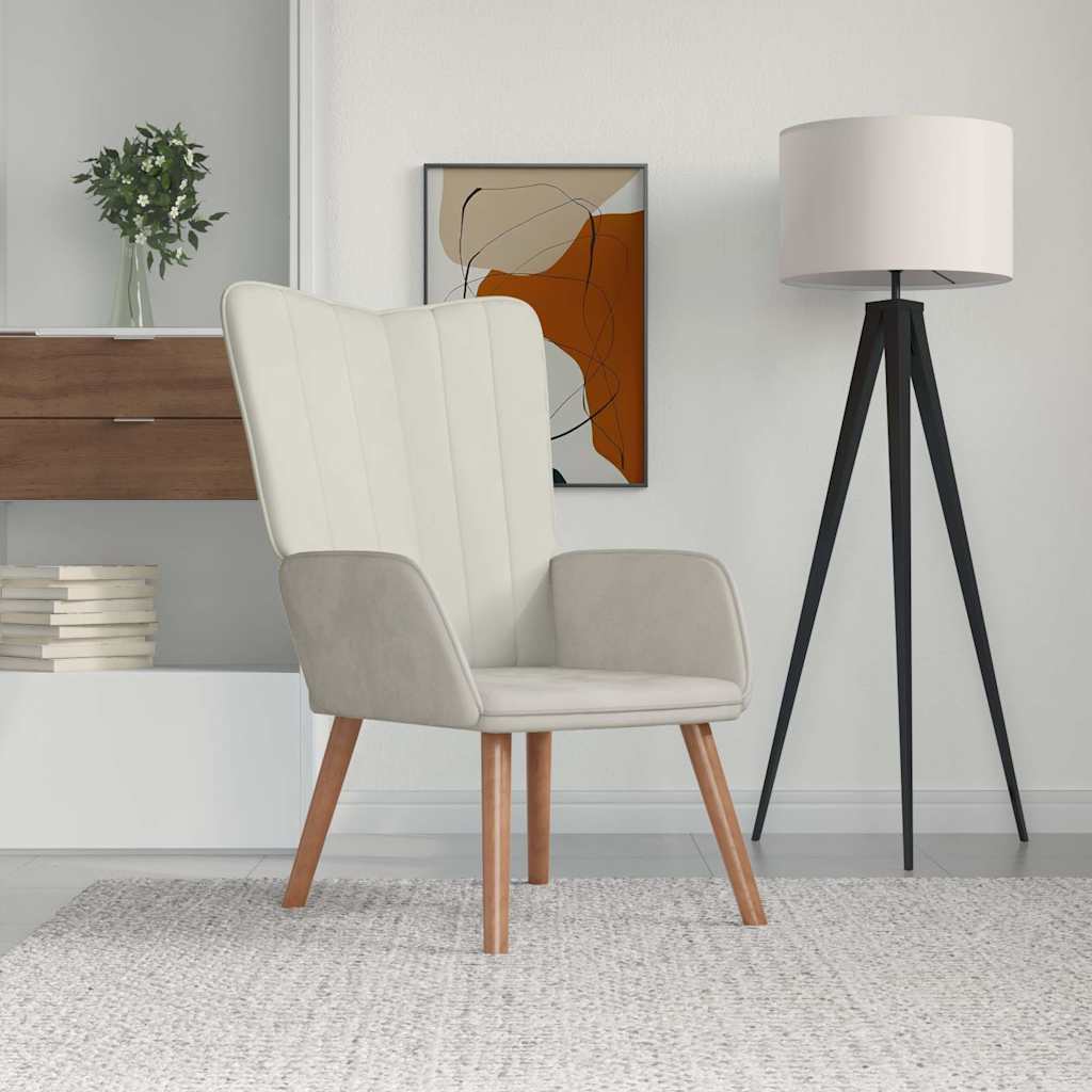 Vidaxl relaxstoel fluweel crèmewit
