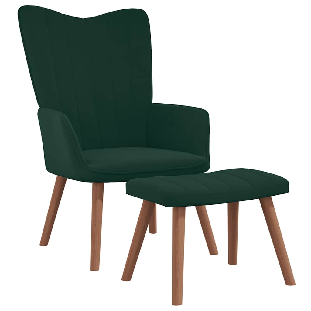 Vidaxl relaxstoel met voetenbank fluweel donkergroen