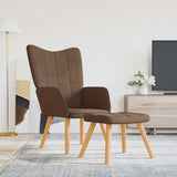 Vidaxl relaxstoel met voetenbank stof bruin